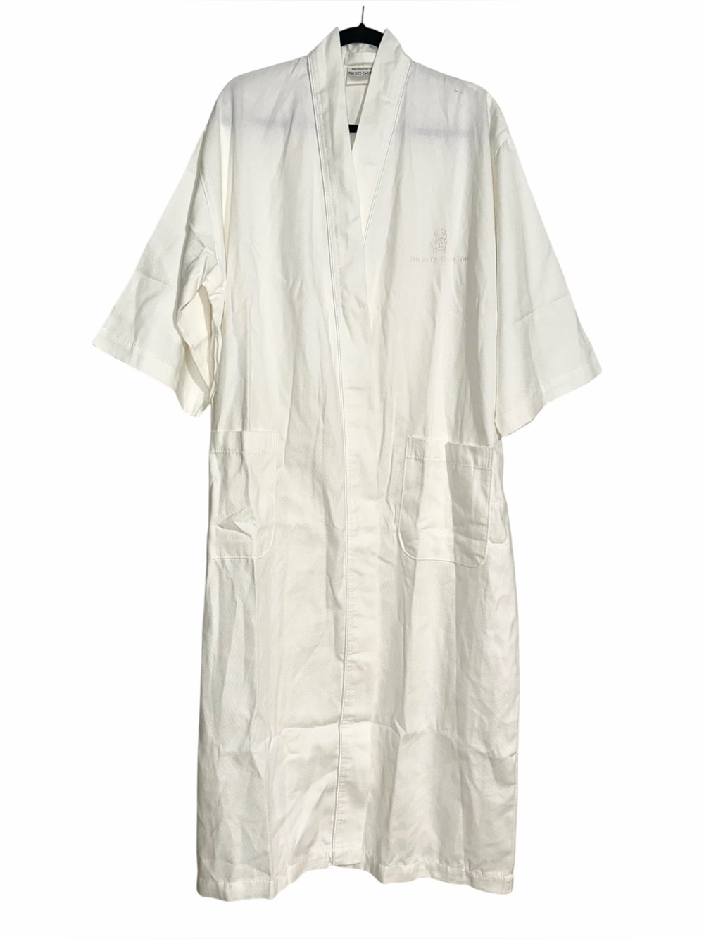 The Ritz Carlton White Cotton Kimono Style Long Robe ONE SIZE UNISEX